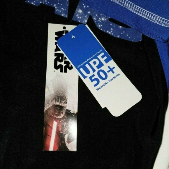 Star Wars Boys Black Blue Short Sleeve Swim Shirt UPF 50+ Protection, XS - Picture 7 of 7